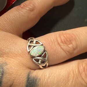 Handmade Sterling Silver 925 Celtic Knot Ring Opal Stone Renaissance Festival